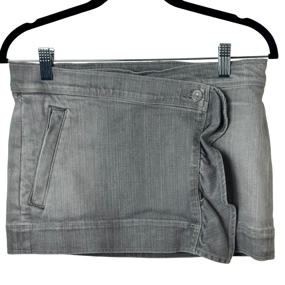 7 For All Mankind Denim Skirt‎ Women 31 Grey Ruffle Asymmetrical Mini Y2K